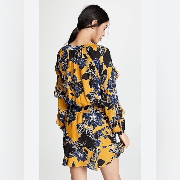 Parker Women's Gigi Long Sleeve Tie Neck Smock Waist Short Dress - Picture 3 of 8